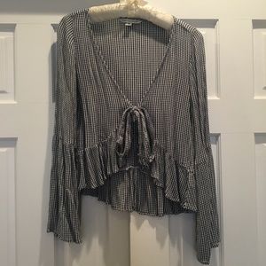 American Eagle Bell Sleeve Tie Front Blouse